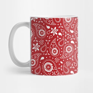 Beautiful Paisley Floral Pattern - Red and White Mug